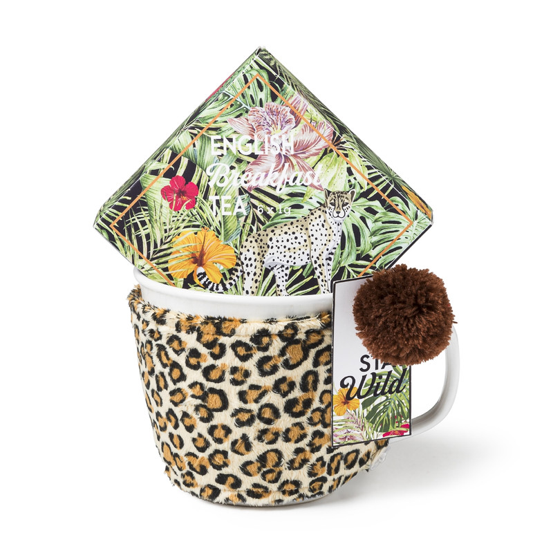 Mok met oor giftset luipaard - thee